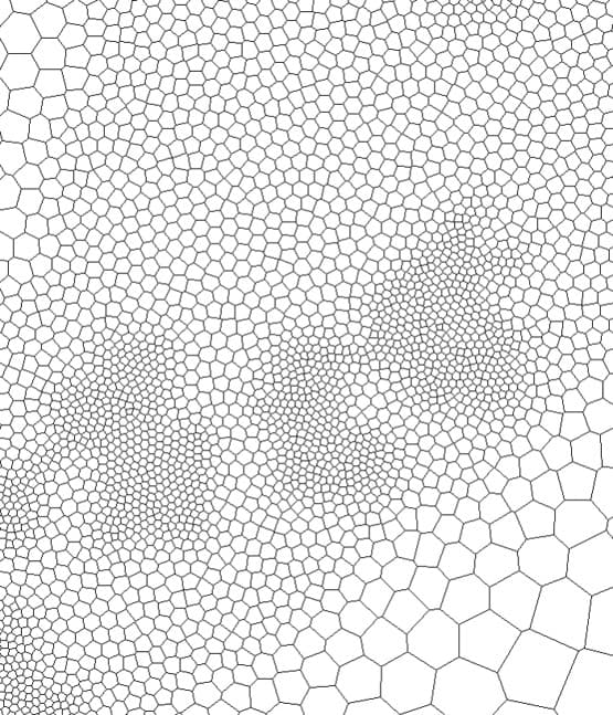 In addition to traditional square grids, our modern modeling tools enable the use of irregular polygon grids, such as Voronoi grids. With irregular grids, the model can be made more detailed in the areas of interest.